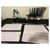 Office Organizer Mesh Set, Calculator, Velcro Strips and Quilting Stencil Collection