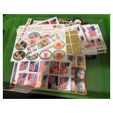 Large Lot of Collectible Stickers, Medal, Paper Cutter, Unused Sealed Drill, Trump Bill and Miscellaneous Office Items