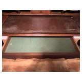 Antique Wooden Writing Desk with Inlay and Turned Legs