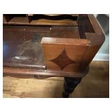 Antique Wooden Writing Desk with Inlay and Turned Legs