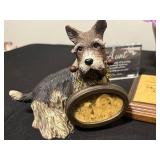 Assorted Home Decor Lot with Easels, Dog Figurine, Floral Arrangements, and Plaques