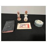 Vintage Hummel Figurine and Collectibles Set with Treasured Memories Booklet & Old Weathered Bible