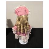 Set of Vintage Porcelain Dolls with Victorian Outfits & Some Stands