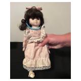 Set of Vintage Porcelain Dolls with Victorian Outfits & Some Stands