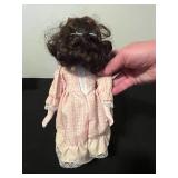 Set of Vintage Porcelain Dolls with Victorian Outfits & Some Stands