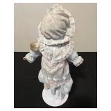 Set of Vintage Porcelain Dolls with Victorian Outfits & Some Stands