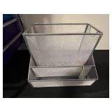 Rolling Colorful Storage Cart with Mesh Organizer and Latching Plastic Bin