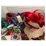 Large Collection of Holiday Gift Ribbon, Bows, and Decorative Trims