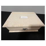 Unused Eccolo Wedding Album & Vintage Decor Set with Decorative Plates, Heart Plaques, Doily, Small Scroll Pot, and Keepsake Box