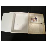 Unused Eccolo Wedding Album & Vintage Decor Set with Decorative Plates, Heart Plaques, Doily, Small Scroll Pot, and Keepsake Box