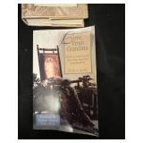 Mixed Lot of Family-Themed Books, Decorative Glassware, and Wall Clock