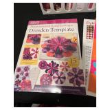 Collection of Quilt Pattern Books, Magazines, and Templates with Magazine Holders