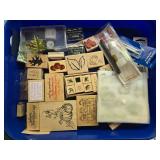 Lot of Rubber Stamps and Stenciling Tools with Storage Case