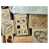 Lot of Rubber Stamps and Stenciling Tools with Storage Case