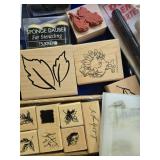 Lot of Rubber Stamps and Stenciling Tools with Storage Case