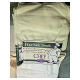 Collection of Flour Sack Towels Including Embroidered and Plain Styles
