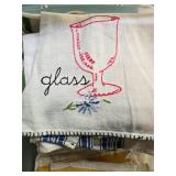 Collection of Flour Sack Towels Including Embroidered and Plain Styles