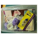 Cardmaking and Papercraft Lot with Adhesives, Embellishments, and Magazines in Storage Bin