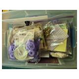 Cardmaking and Papercraft Lot with Adhesives, Embellishments, and Magazines in Storage Bin