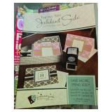 Cardmaking and Papercraft Lot with Adhesives, Embellishments, and Magazines in Storage Bin