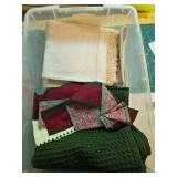 Collection of Mixed Kitchen and Table Linens with Decorative Patterns