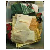 Large Assortment of Holiday and Floral Print Quilting Fabric Scraps