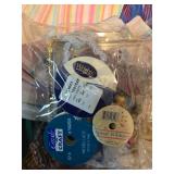 Crazy Quilt Crafting Lot with Fabrics, Trims, Lace, Ribbons, and Books