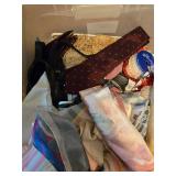 Crazy Quilt Crafting Lot with Fabrics, Trims, Lace, Ribbons, and Books