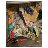 Large Lot of Assorted Fabric Scraps and Lace Trim for Sewing and Crafting