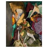 Large Lot of Assorted Fabric Scraps and Lace Trim for Sewing and Crafting