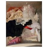Large Lot of Assorted Fabric Scraps and Lace Trim for Sewing and Crafting