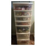Plastic Storage Tower Only - Drawers of Assorted Sewing and Craft Supplies Sold Separately