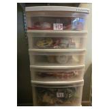 Plastic Storage Tower Only - Drawers of Assorted Sewing and Craft Supplies Sold Separately