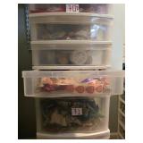 Plastic Storage Tower Only - Drawers of Assorted Sewing and Craft Supplies Sold Separately