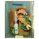 Mixed Craft Supply and Vintage Pocket Knife Lot with Greeting Cards