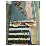 Mixed Craft Supply and Vintage Pocket Knife Lot with Greeting Cards