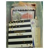 Mixed Craft Supply and Vintage Pocket Knife Lot with Greeting Cards