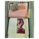 Mixed Craft Supply and Vintage Pocket Knife Lot with Greeting Cards