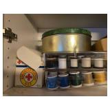 Sewing and Craft Supplies Bundle with Thread Spools, Red Cross Cotton, and Magazines