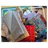 Large Basket of Assorted Quilting and Craft Fabric Scraps