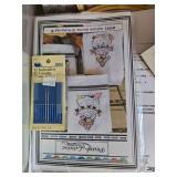 Large Embroidery and Needlework Crafting Lot with Patterns, Floss, Kits, and Accessories
