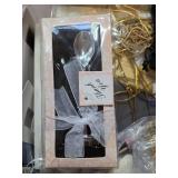 Assorted Craft Supplies and Gift Items including Ribbons, Jewelry Gift Boxes, Notepad, and Book