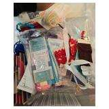 Large Sewing and Craft Supplies Lot with Fabric, Tulle, Trims, and Scissors