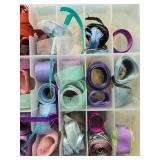Large Collection of Assorted Craft Ribbons in Divided Storage Box