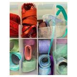 Large Collection of Assorted Craft Ribbons in Divided Storage Box