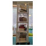 Stackable 4-Drawer Plastic Storage Tower with Rolling Casters and Craft Supplies