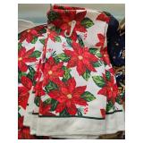 Large Assortment of Christmas Towels Linens and Holiday Craft Decorations