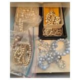 Sterilite 3-Drawer Organizer with Assorted Craft Beads, Jewelry, and Fabric Scraps