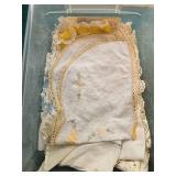 Large Box Lot of Vintage Lace, Doilies, and White Fabric Pieces
