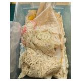Large Box Lot of Vintage Lace, Doilies, and White Fabric Pieces